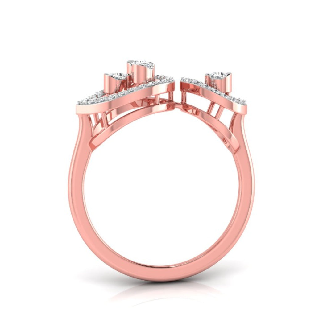 0.22Ct Two Teardrop Style Lab-Grown Diamond Gold Ring