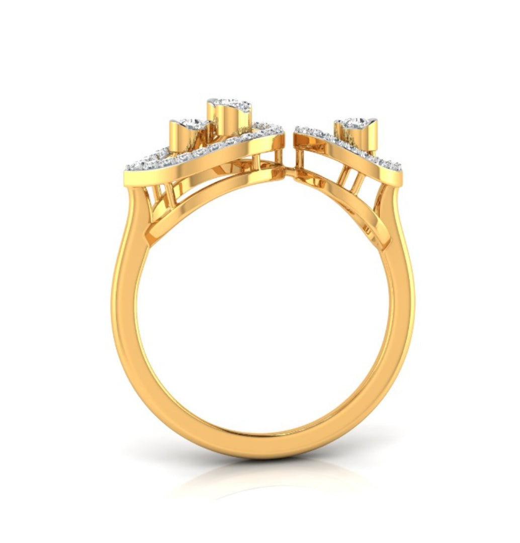 0.22Ct Two Teardrop Style Lab-Grown Diamond Gold Ring