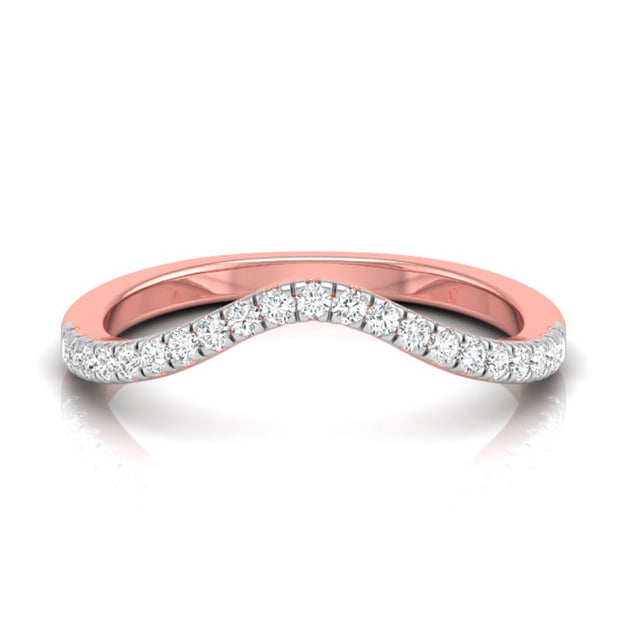 0.15Ct Curved Shape Half Eternity Lab-Grown Diamond Gold Band Ring