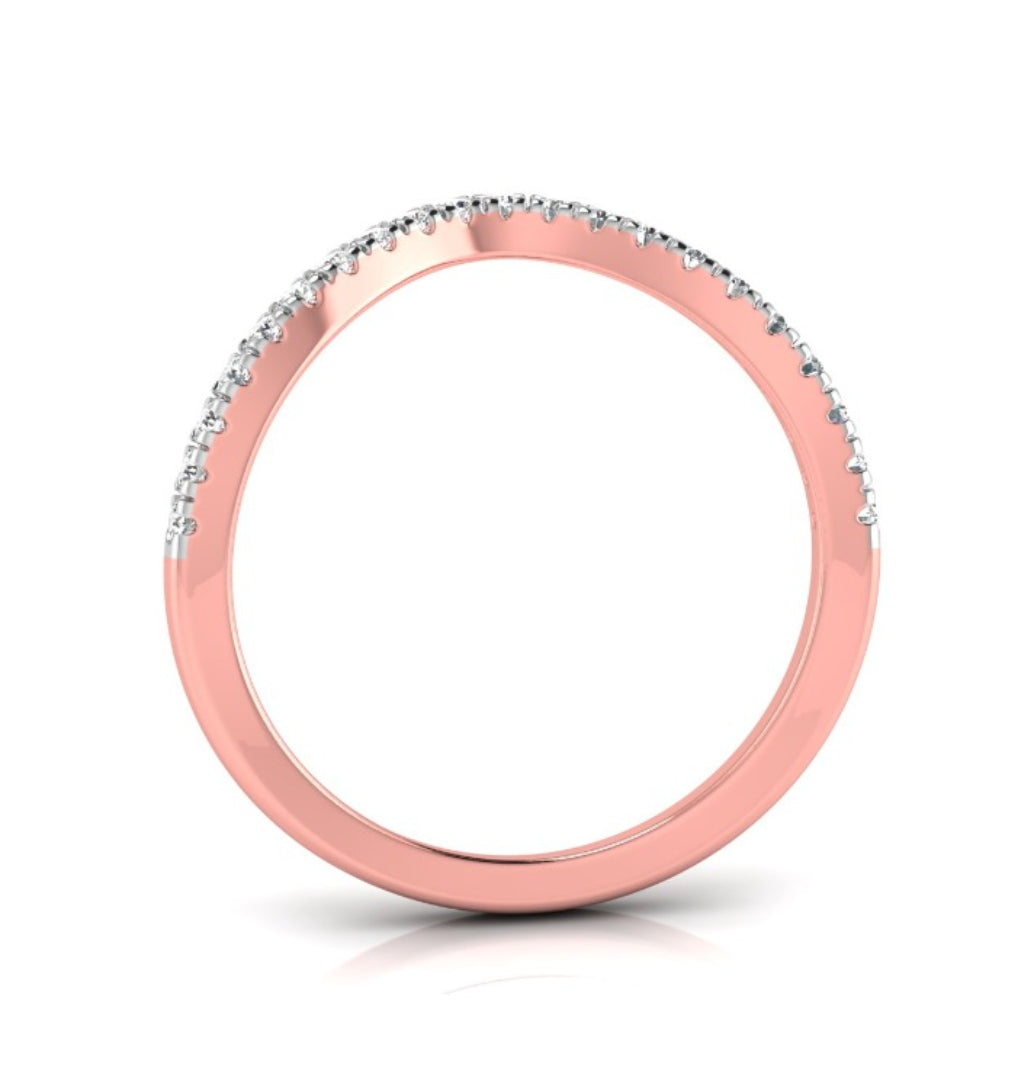 0.15Ct Curved Shape Half Eternity Lab-Grown Diamond Gold Band Ring