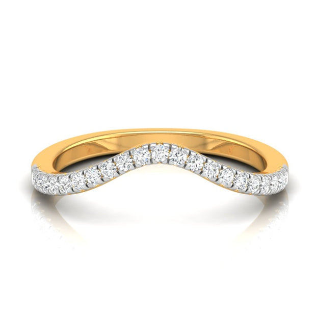 0.15Ct Curved Shape Half Eternity Lab-Grown Diamond Gold Band Ring