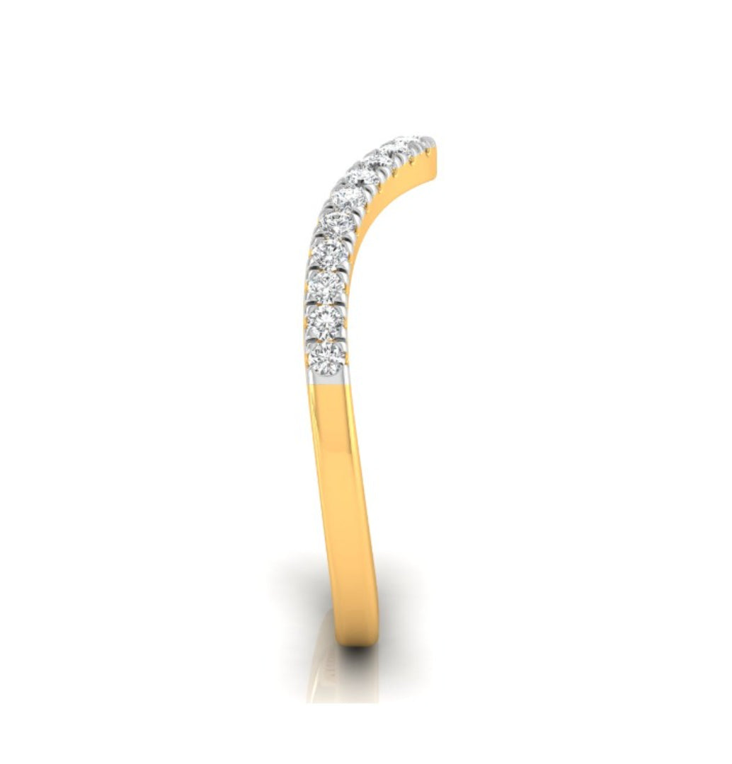0.15Ct Curved Shape Half Eternity Lab-Grown Diamond Gold Band Ring