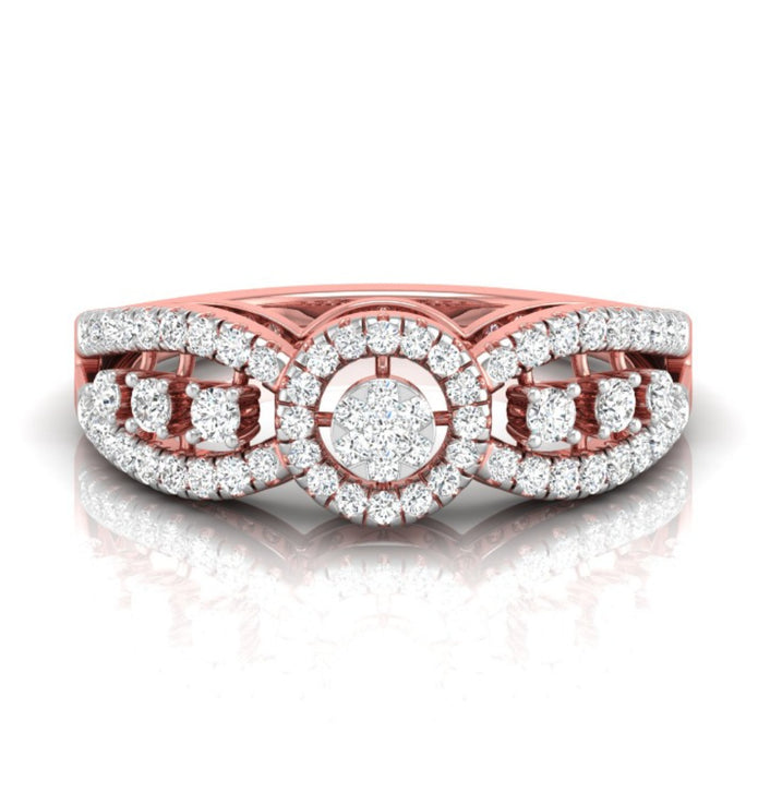 0.35Ct Cluster With Halo Lab-Grown Diamond Gold Ring