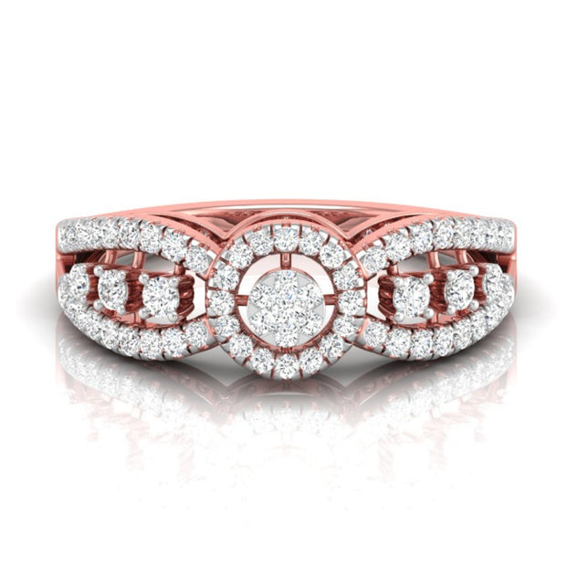 0.35Ct Cluster With Halo Lab-Grown Diamond Gold Ring