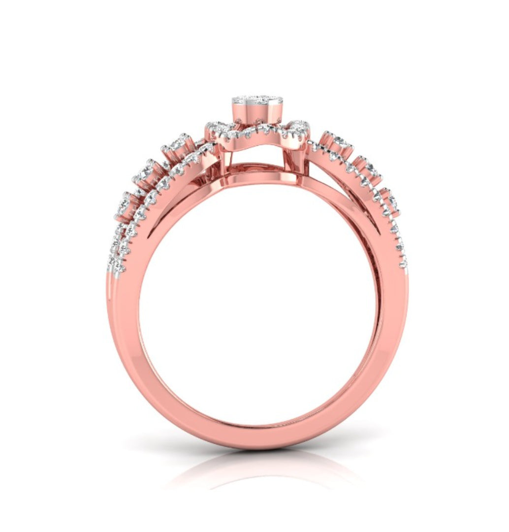 0.35Ct Cluster With Halo Lab-Grown Diamond Gold Ring