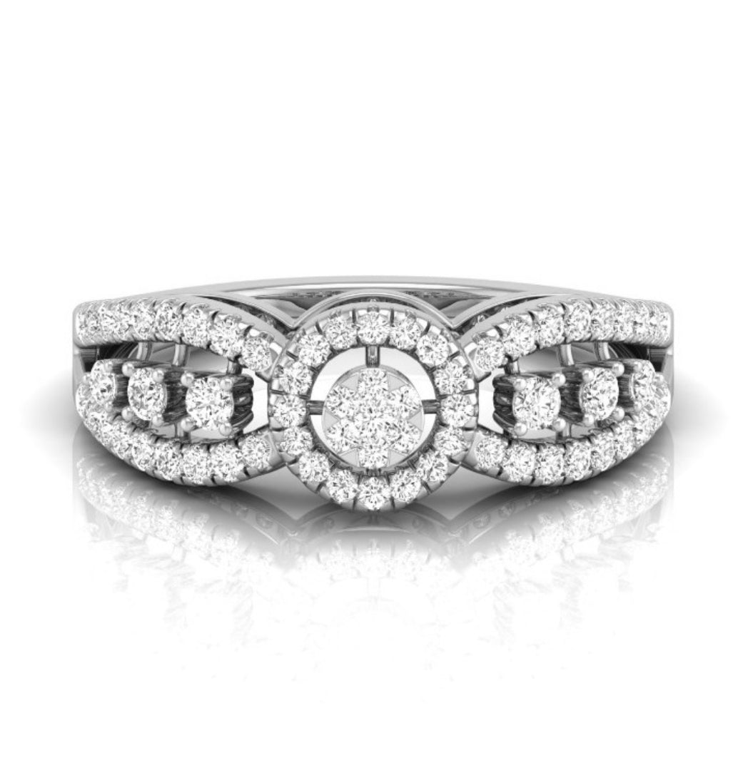 0.35Ct Cluster With Halo Lab-Grown Diamond Gold Ring