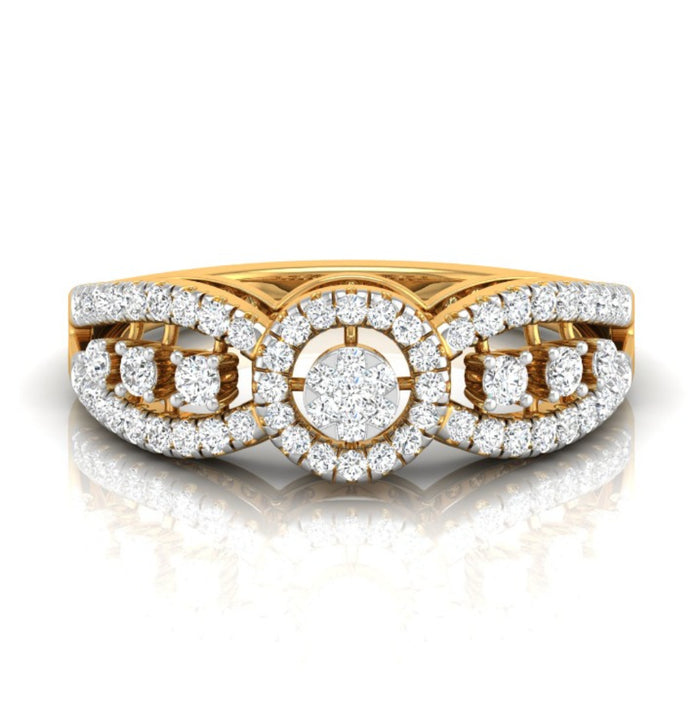 0.35Ct Cluster With Halo Lab-Grown Diamond Gold Ring