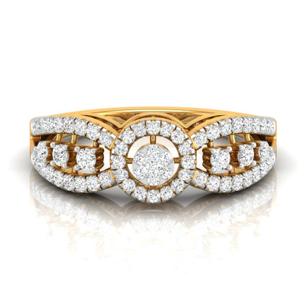 0.35Ct Cluster With Halo Lab-Grown Diamond Gold Ring