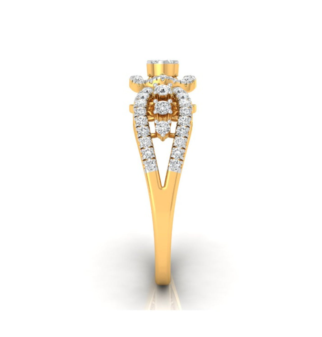 0.35Ct Cluster With Halo Lab-Grown Diamond Gold Ring