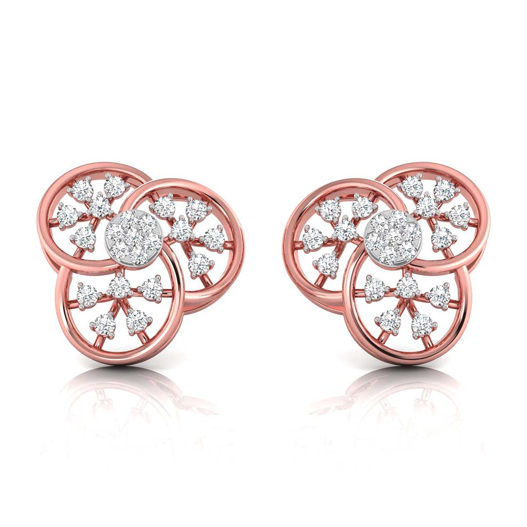 0.25Ct Floral Round Lab-Grown Diamond Gold Stud Earrings