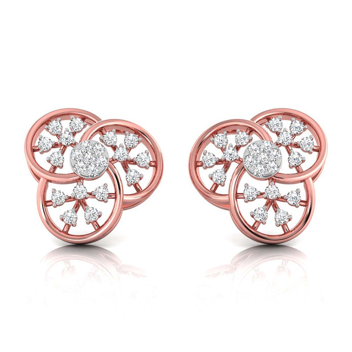 0.25Ct Floral Round Lab-Grown Diamond Gold Stud Earrings