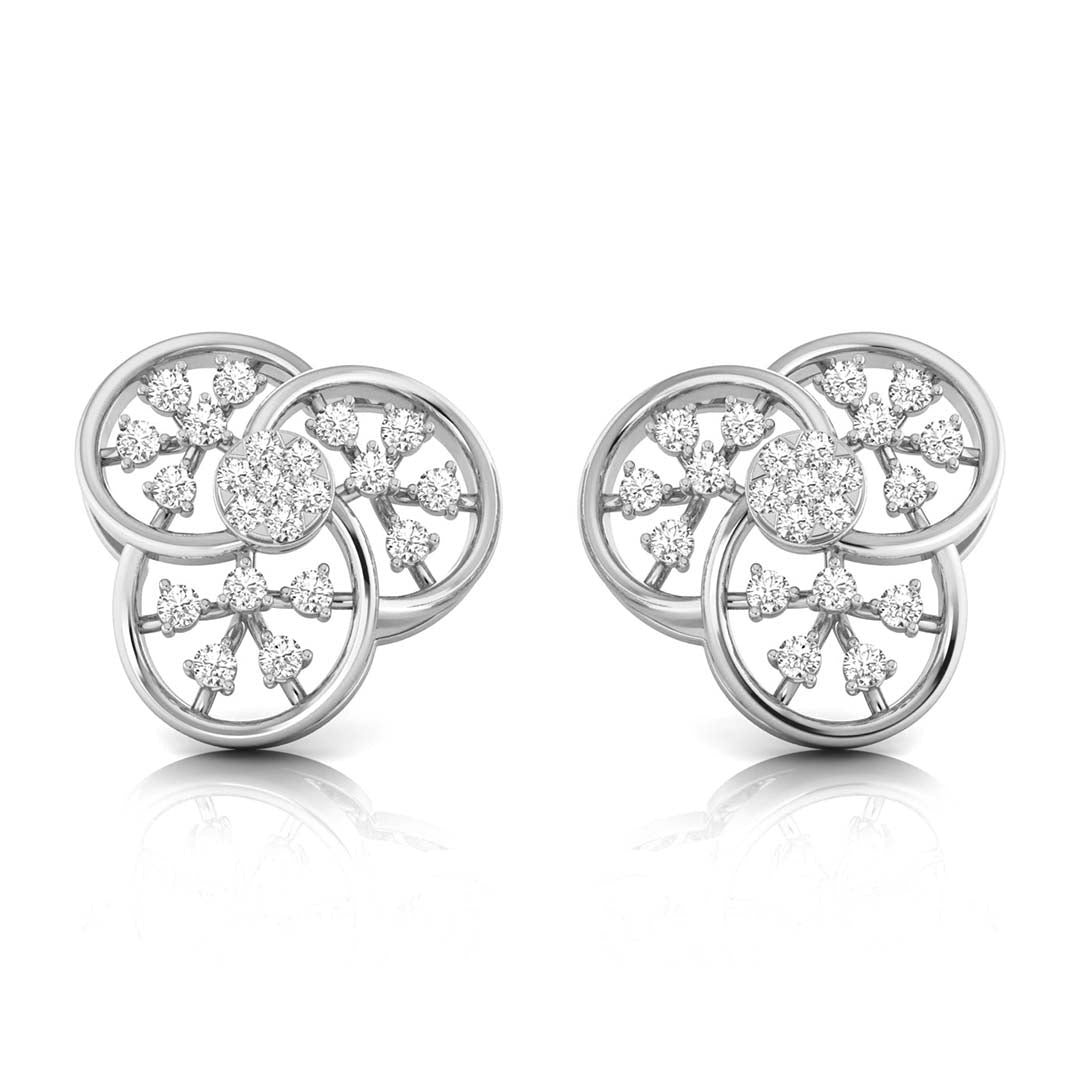 0.25Ct Floral Round Lab-Grown Diamond Gold Stud Earrings