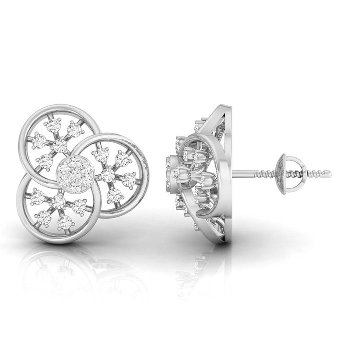0.25Ct Floral Round Lab-Grown Diamond Gold Stud Earrings