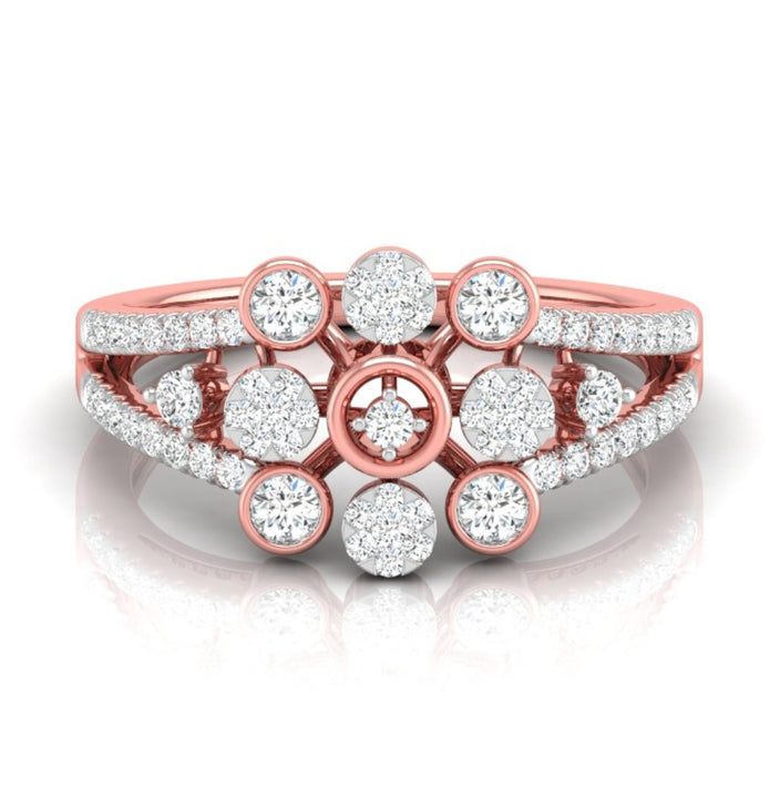 0.32Ct Floral Halo Cocktail Lab-Grown Diamond Gold Ring