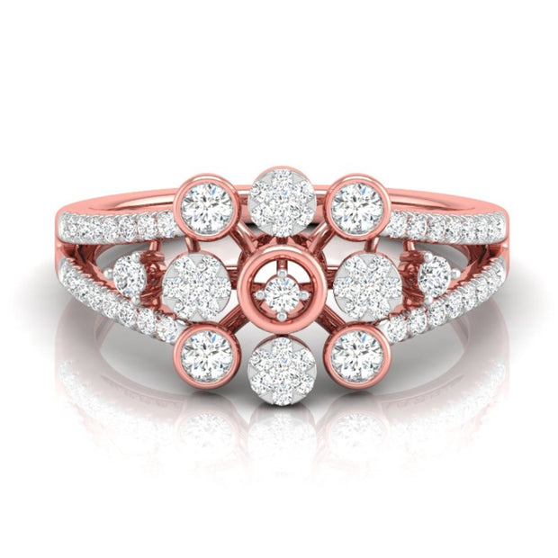 0.32Ct Floral Halo Cocktail Lab-Grown Diamond Gold Ring