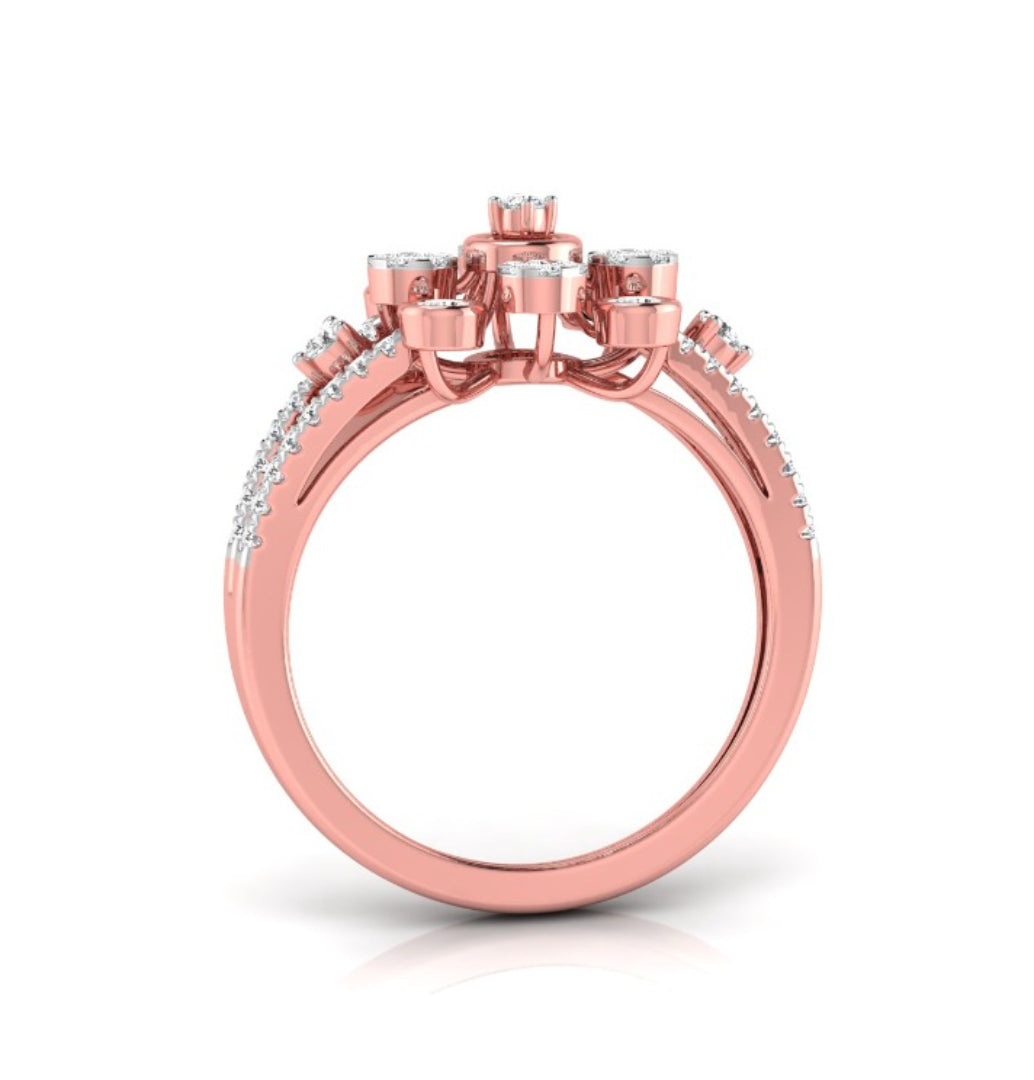 0.32Ct Floral Halo Cocktail Lab-Grown Diamond Gold Ring