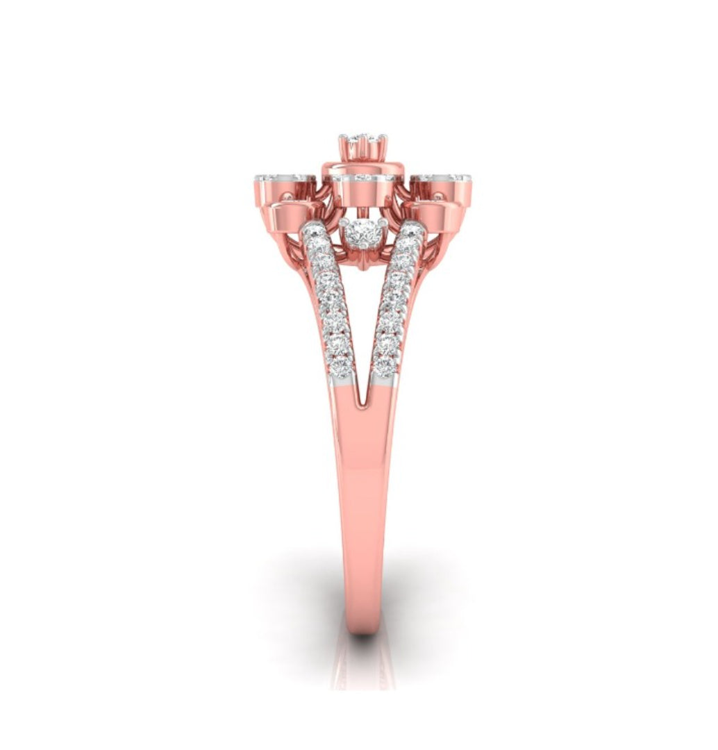 0.32Ct Floral Halo Cocktail Lab-Grown Diamond Gold Ring