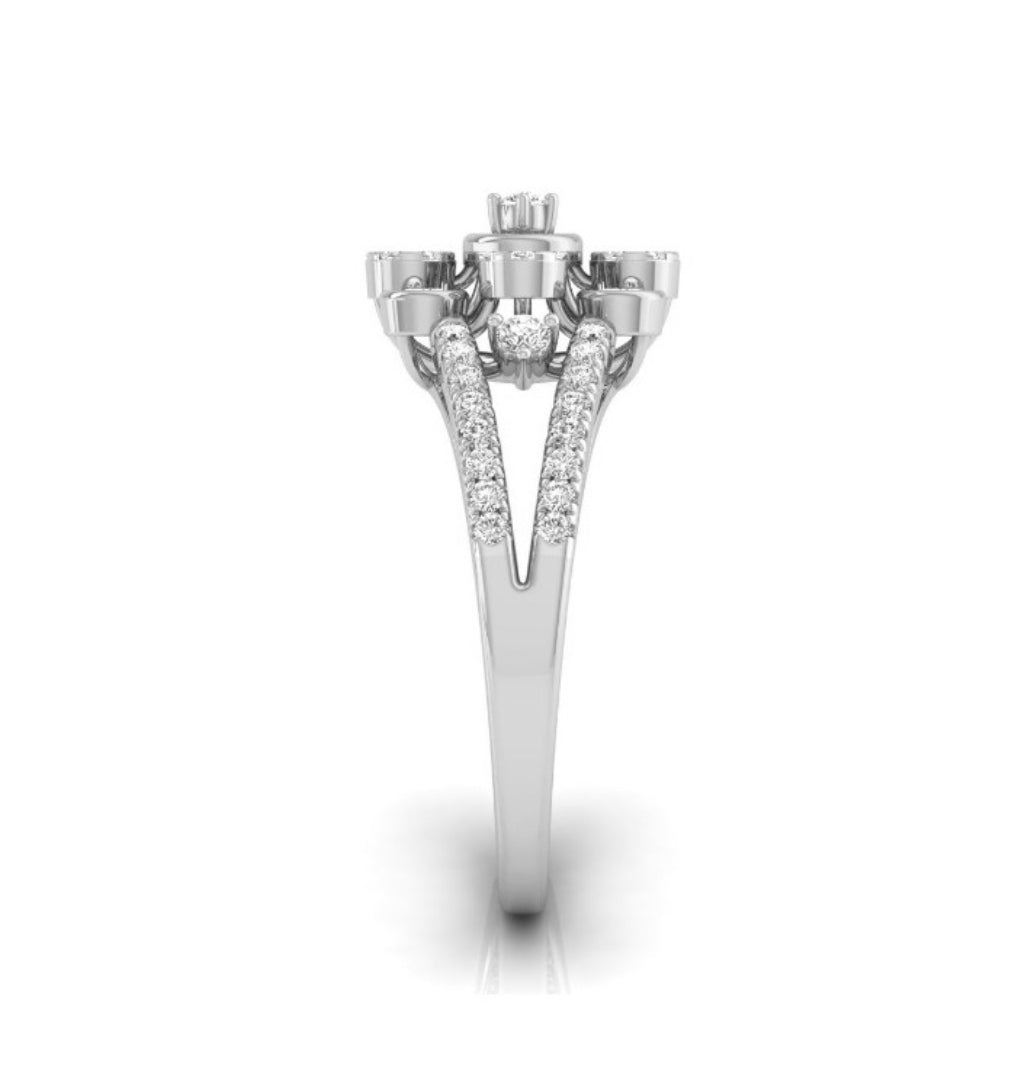 0.32Ct Floral Halo Cocktail Lab-Grown Diamond Gold Ring