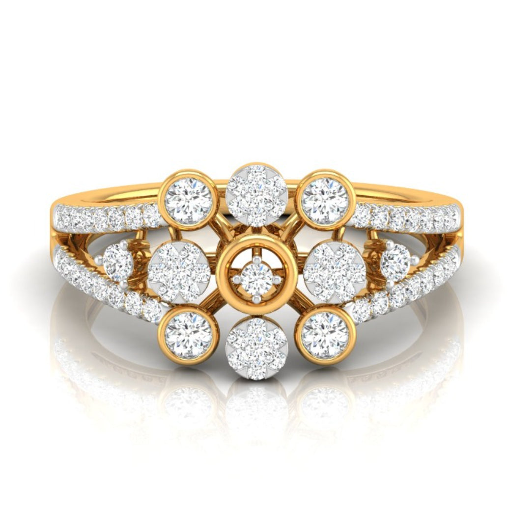 0.32Ct Floral Halo Cocktail Lab-Grown Diamond Gold Ring