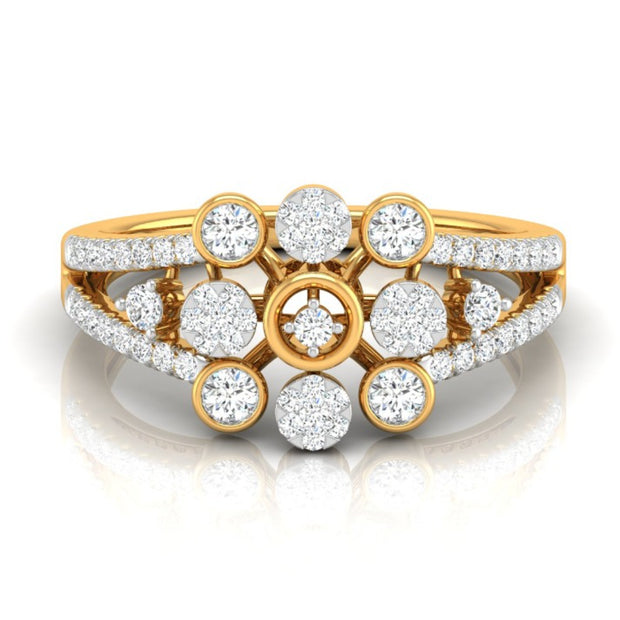 0.32Ct Floral Halo Cocktail Lab-Grown Diamond Gold Ring