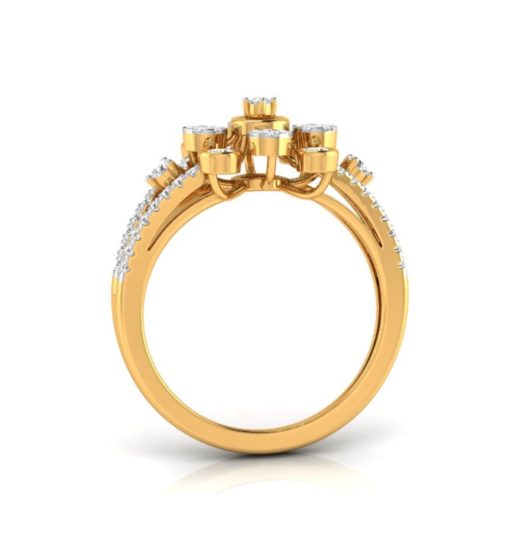 0.32Ct Floral Halo Cocktail Lab-Grown Diamond Gold Ring