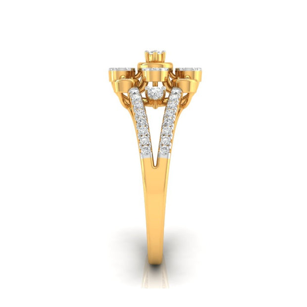 0.32Ct Floral Halo Cocktail Lab-Grown Diamond Gold Ring