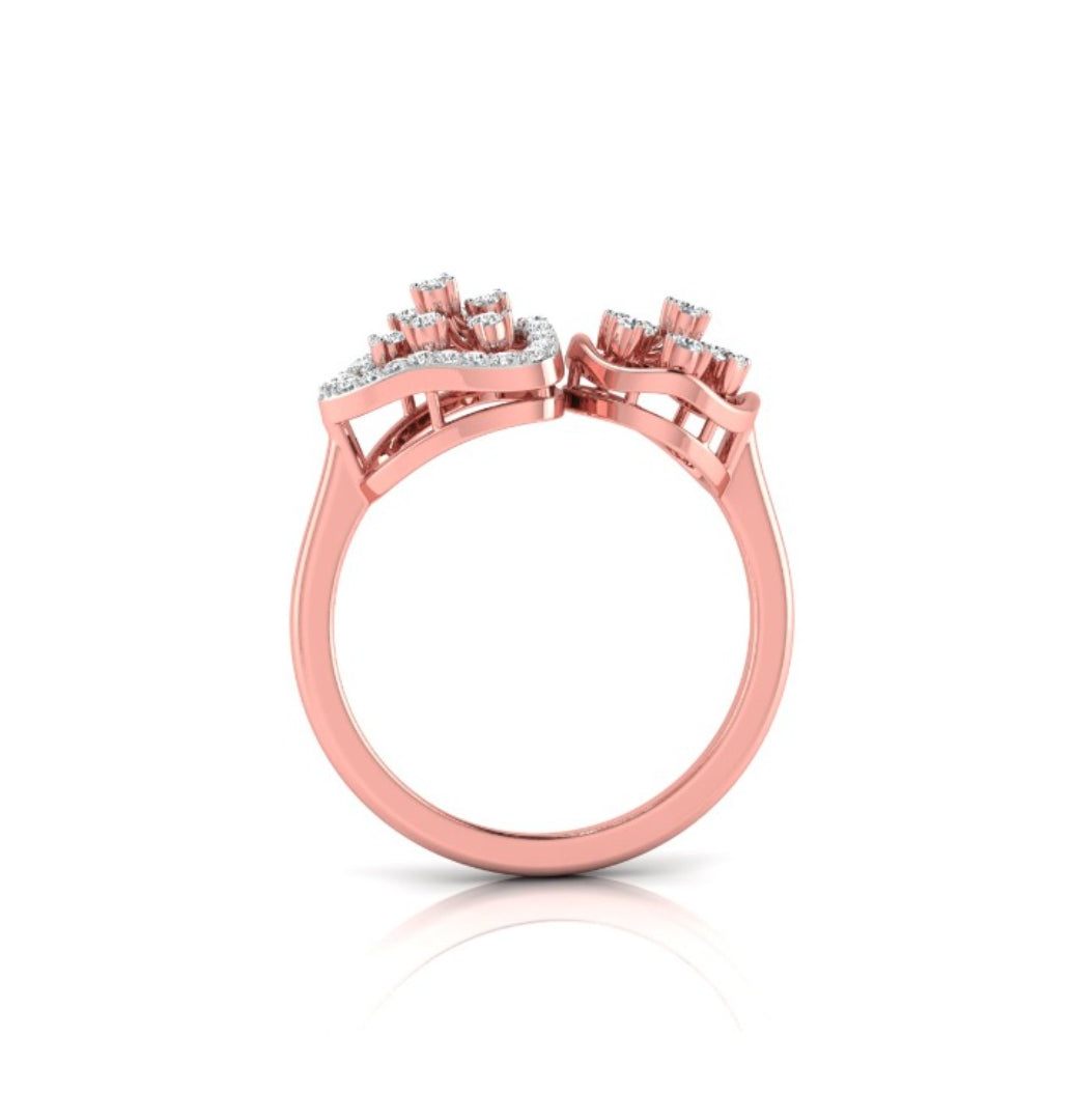 0.18Ct Floral Triangle Circle Lab-Grown Diamond Gold Ring