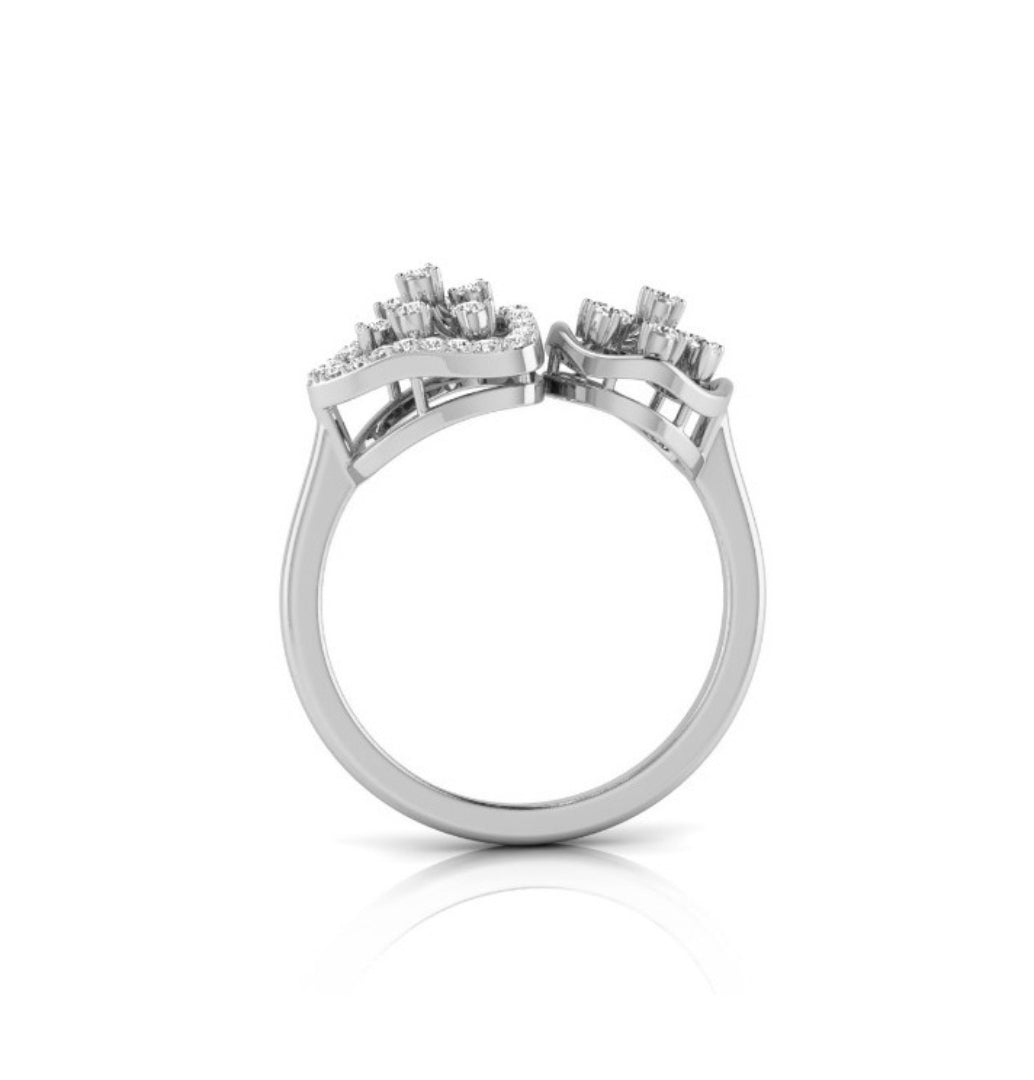 0.18Ct Floral Triangle Circle Lab-Grown Diamond Gold Ring