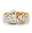 0.18Ct Floral Triangle Circle Lab-Grown Diamond Gold Ring