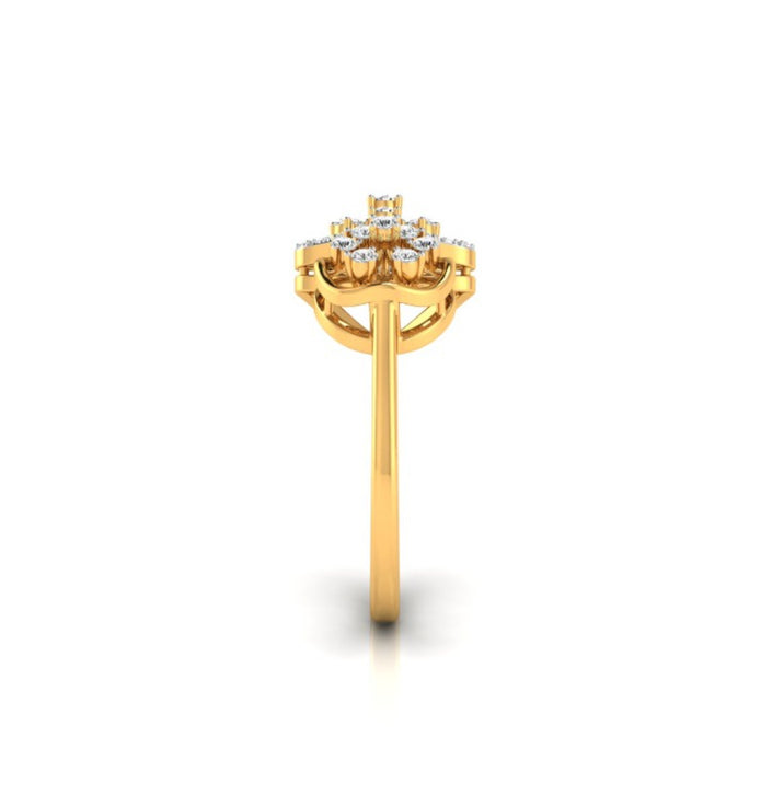 0.18Ct Floral Triangle Circle Lab-Grown Diamond Gold Ring