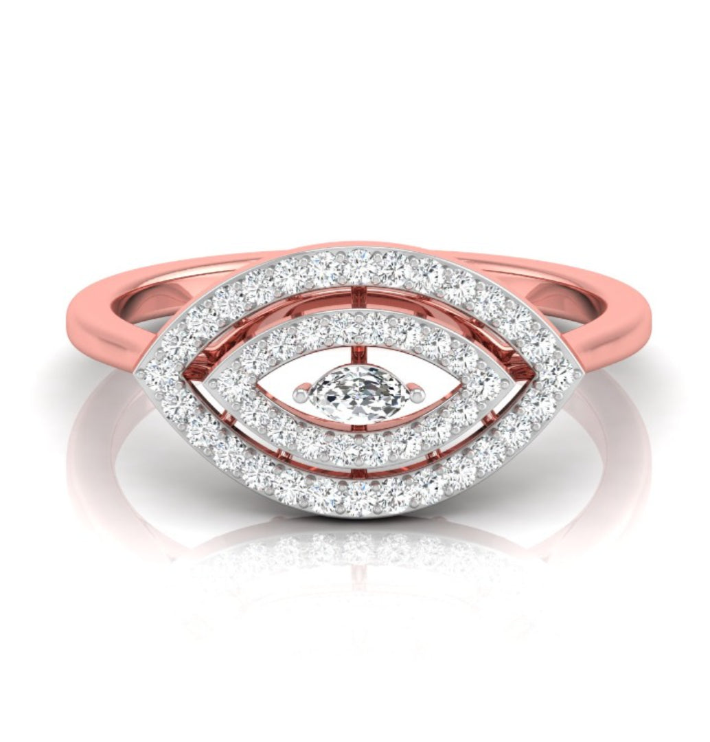 0.19Ct Marquise Cut Double Halo Lab-Grown Diamond Gold Ring