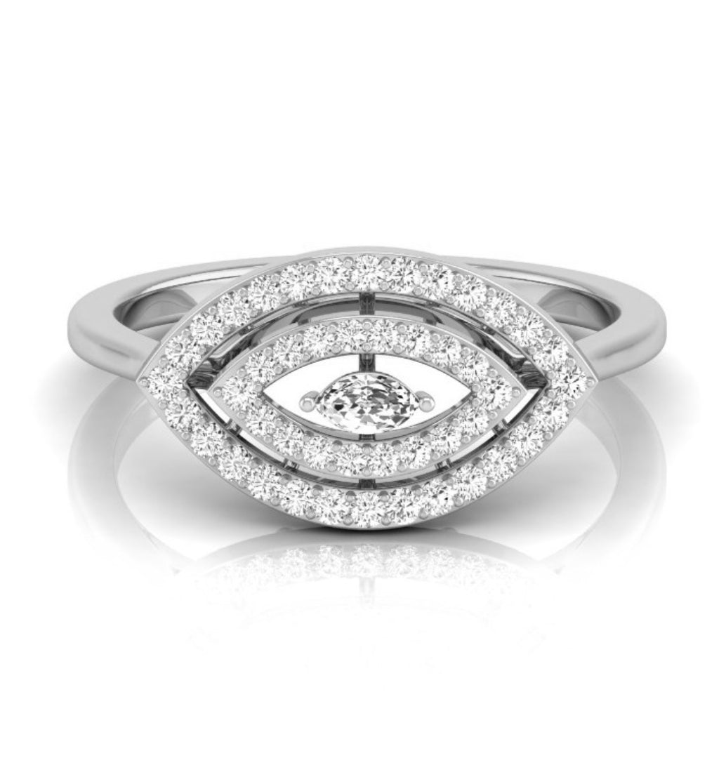 0.19Ct Marquise Cut Double Halo Lab-Grown Diamond Gold Ring