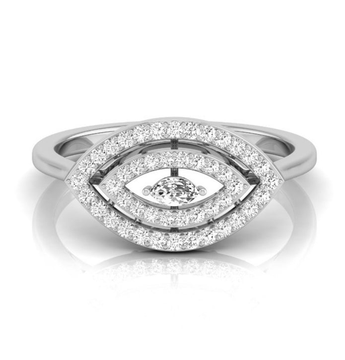 0.19Ct Marquise Cut Double Halo Lab-Grown Diamond Gold Ring