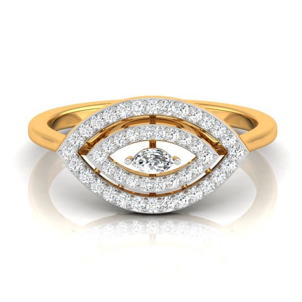 0.19Ct Marquise Cut Double Halo Lab-Grown Diamond Gold Ring
