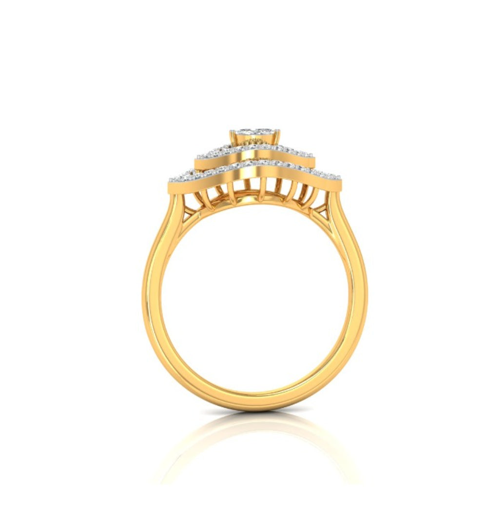 0.19Ct Marquise Cut Double Halo Lab-Grown Diamond Gold Ring