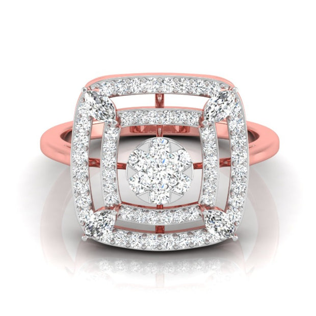 0.49Ct Cluster Double Halo Lab-Grown Diamond Gold Ring