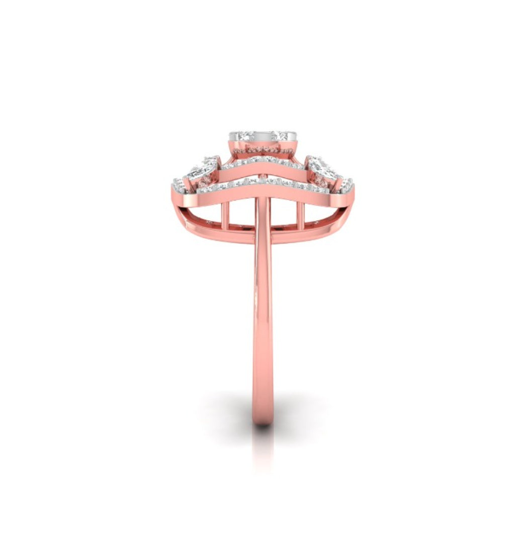 0.49Ct Cluster Double Halo Lab-Grown Diamond Gold Ring