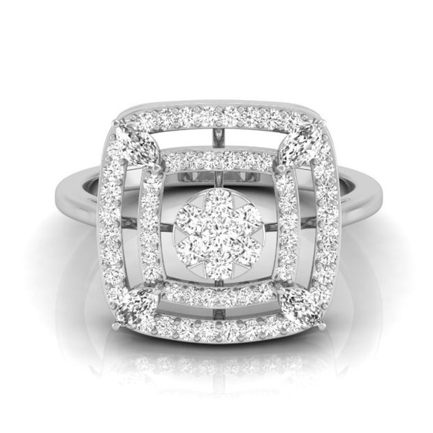 0.49Ct Cluster Double Halo Lab-Grown Diamond Gold Ring