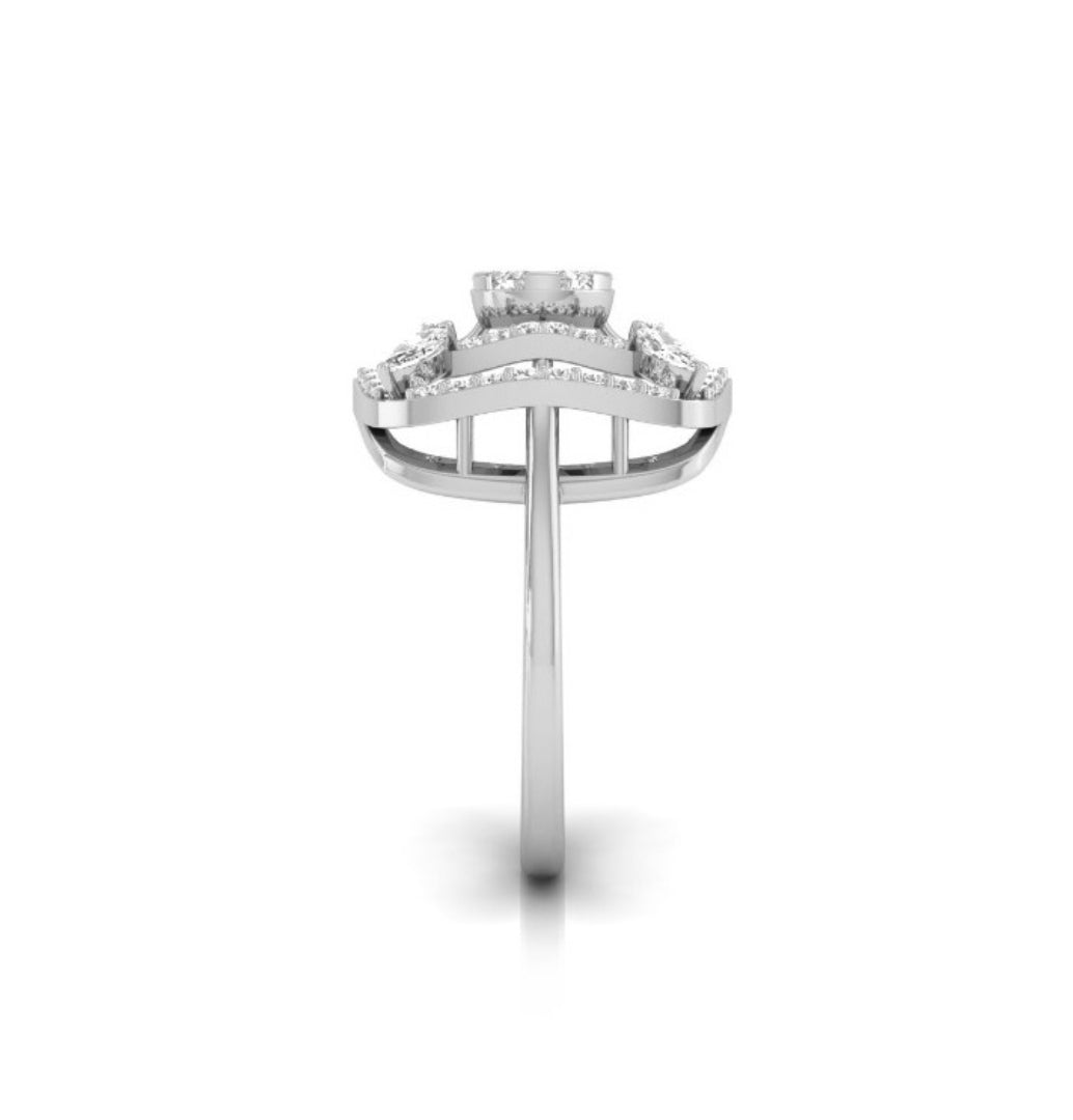 0.49Ct Cluster Double Halo Lab-Grown Diamond Gold Ring