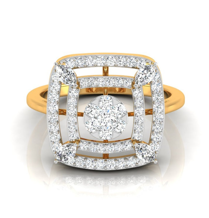 0.49Ct Cluster Double Halo Lab-Grown Diamond Gold Ring
