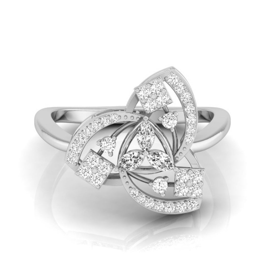 0.24Ct Floral Cocktail Lab-Grown Diamond Gold Ring