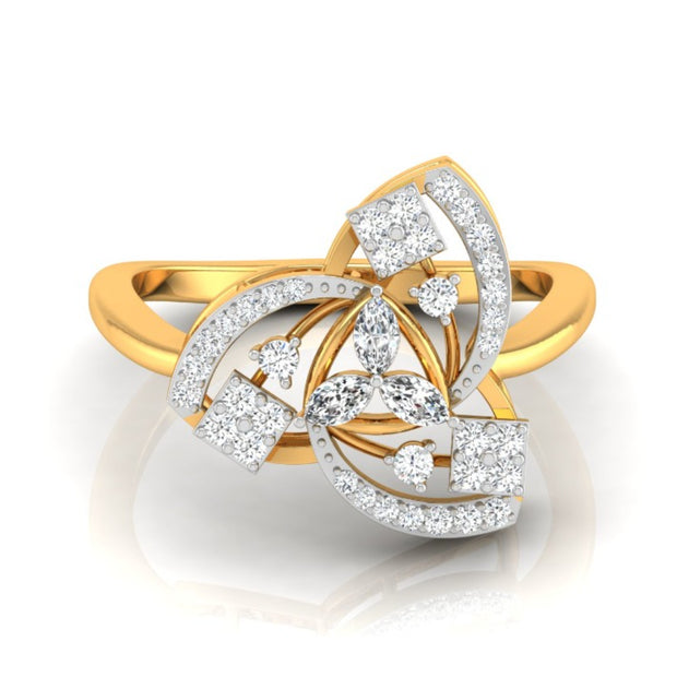 0.24Ct Floral Cocktail Lab-Grown Diamond Gold Ring
