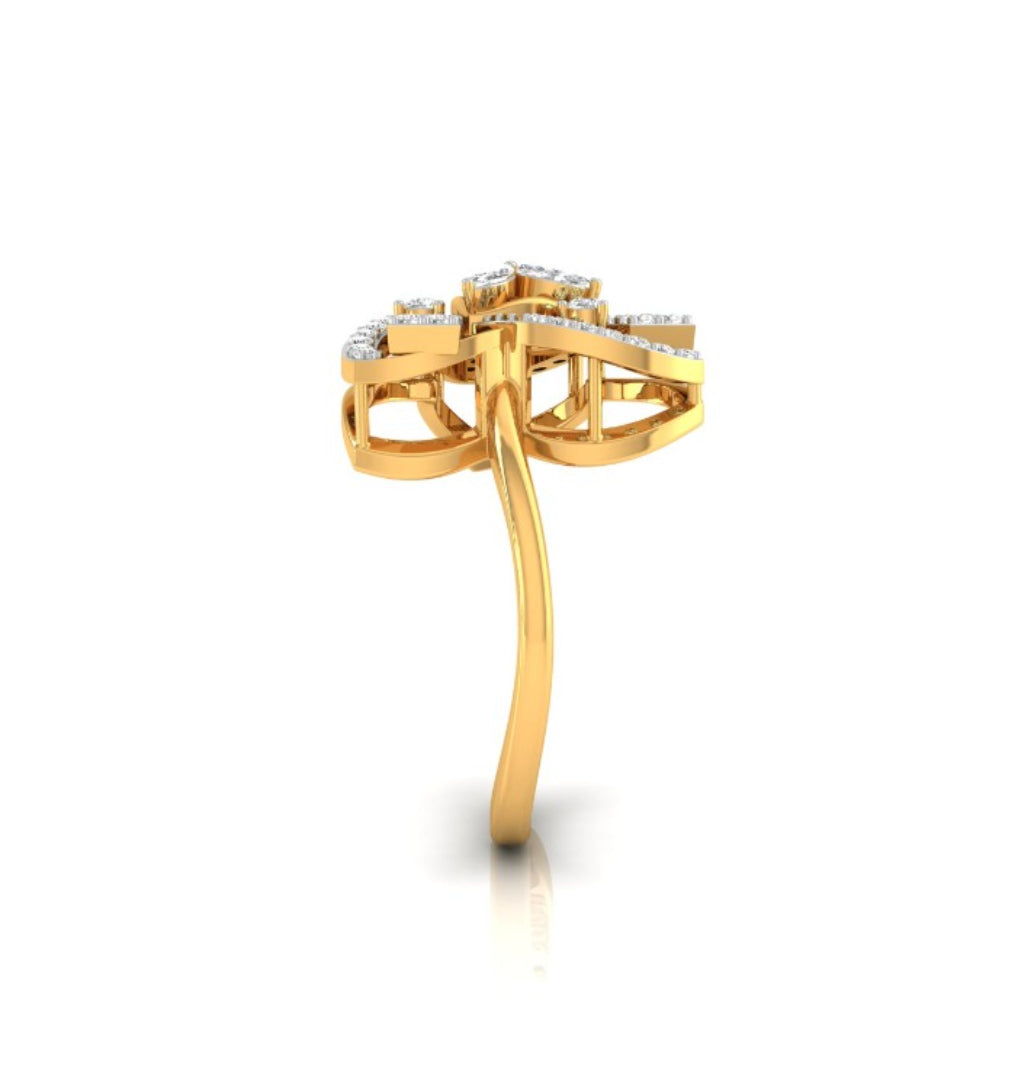 0.24Ct Floral Cocktail Lab-Grown Diamond Gold Ring