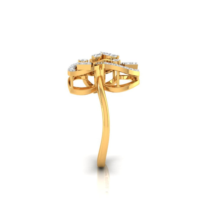 0.24Ct Floral Cocktail Lab-Grown Diamond Gold Ring