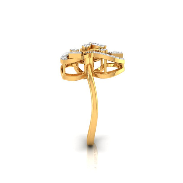 0.24Ct Floral Cocktail Lab-Grown Diamond Gold Ring