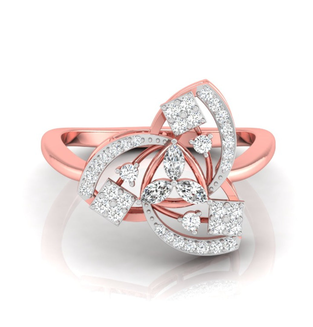 0.24Ct Floral Cocktail Lab-Grown Diamond Gold Ring