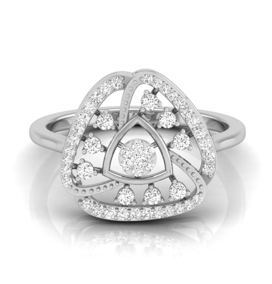 0.21Ct Trillion Shape Cluster Lab-Grown Diamond Gold Ring