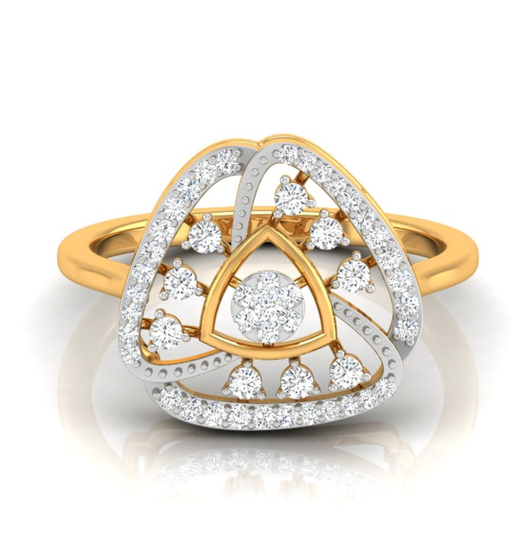 0.21Ct Trillion Shape Cluster Lab-Grown Diamond Gold Ring