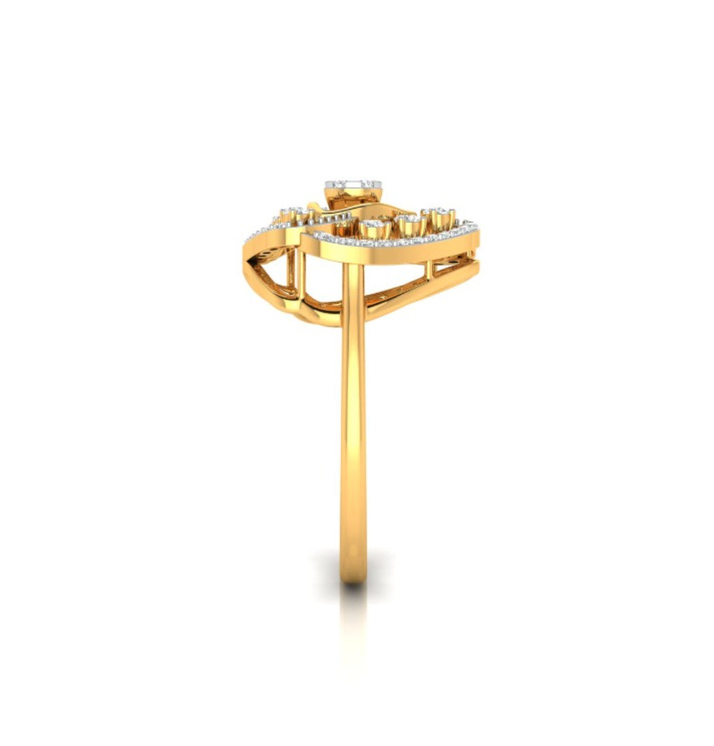 0.21Ct Trillion Shape Cluster Lab-Grown Diamond Gold Ring