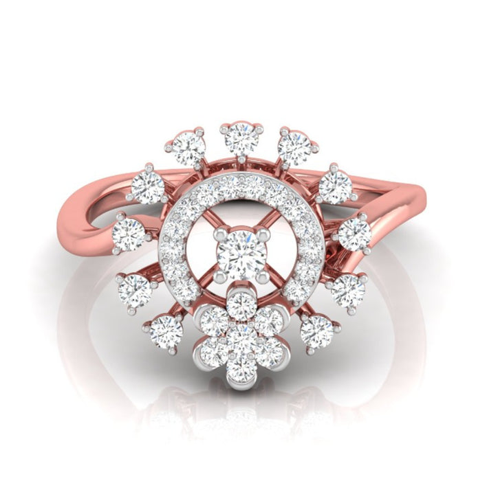 0.38Ct Halo Floral Cocktail Lab-Grown Diamond Gold Ring